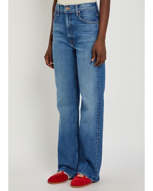 Mother Blue The Bookie Sneak Straight-Leg Denim Jeans