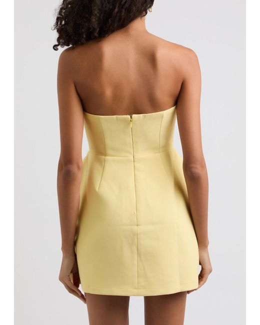 Odd Muse Yellow Strapless Crepe Mini Dress