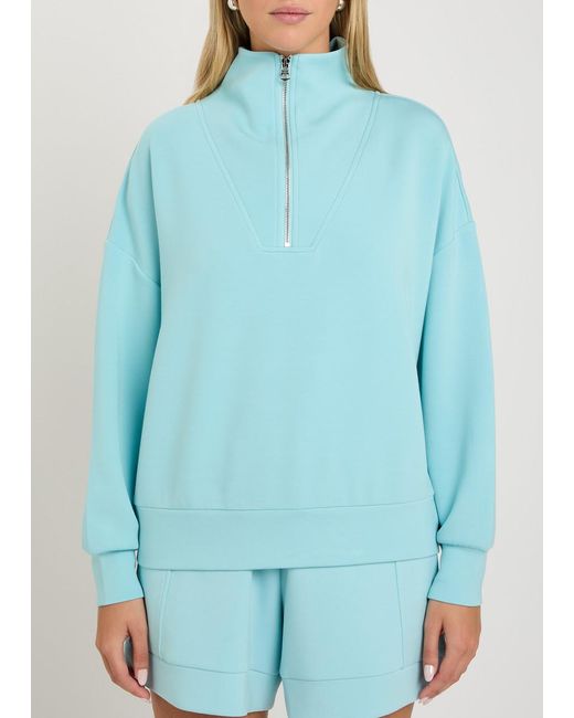 Varley Blue Hawley Half-Zip Stretch-Jersey Sweatshirt
