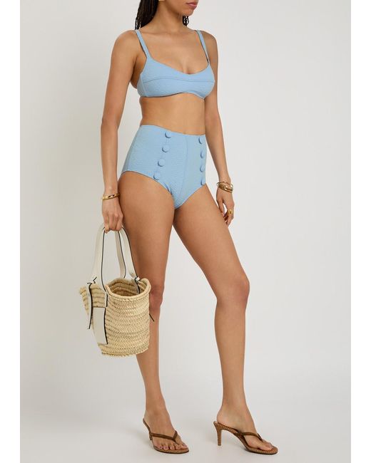 Lisa Marie Fernandez Blue Textured Seersucker Bikini