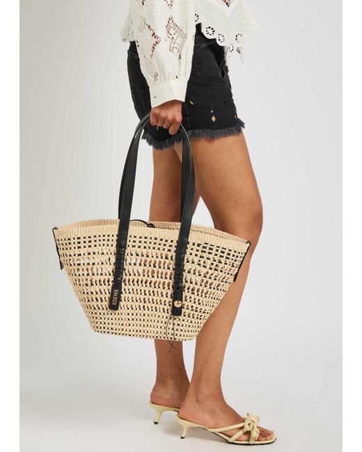 Loewe Metallic X Paula's Ibiza Medium Braided Raffia Bag