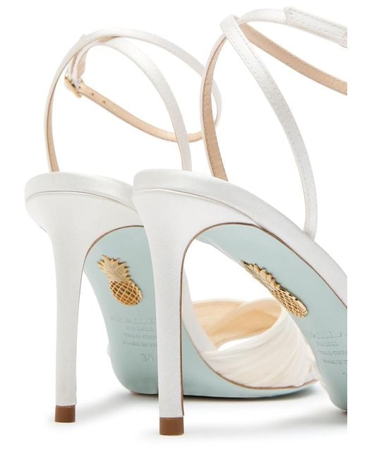 Aquazzura White Voile 85 Cross-Over Satin Sandals