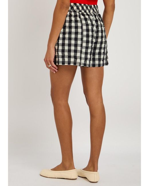 Free People Black Checked Seersucker Shorts