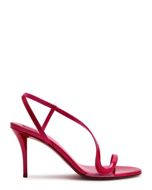 Christian Louboutin Pink Rosa Z 80 Asymmetric Patent Leather Sandals