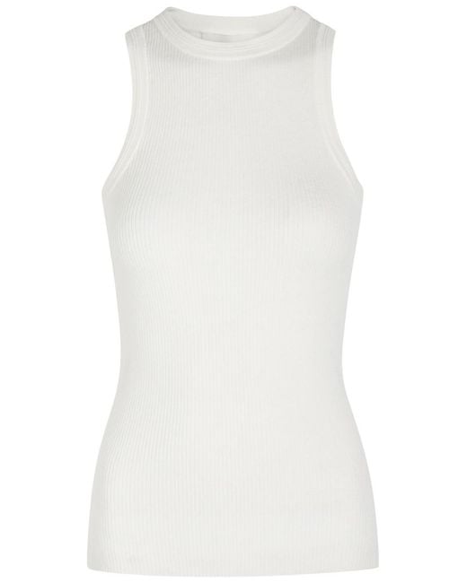 Lisa Yang White Amaya Ribbed Cotton And Cashmere-Blend Tank Top