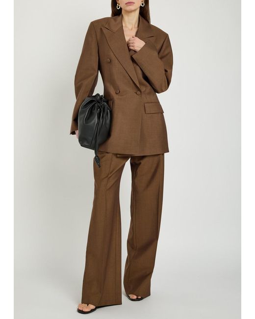 Rohe Brown Double-Breasted Wool And Mohair-Blend Blazer