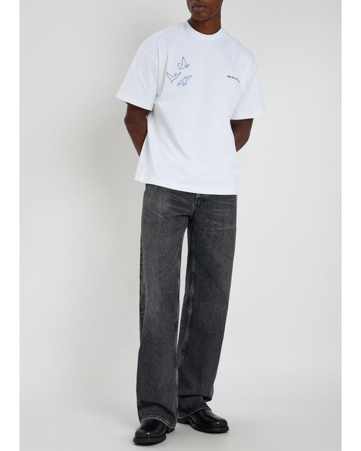 MKI Miyuki-Zoku White Flight Printed Cotton T-Shirt for men