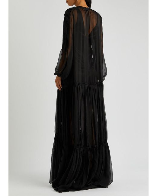 Saint Laurent Black Silk-tulle Gown