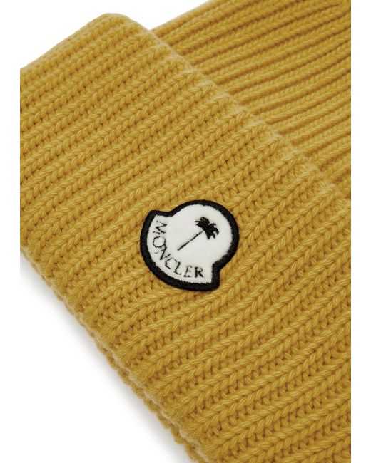 Moncler Genius Yellow 8 Moncler Palm Angels Ribbed Wool Beanie for men