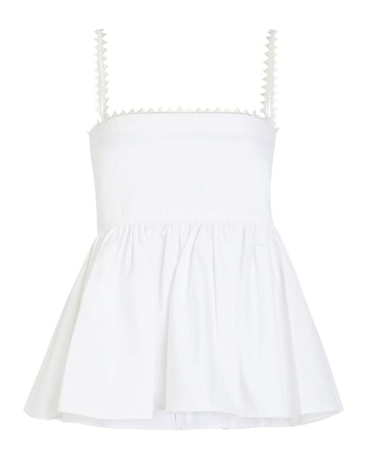 Jacquemus White Le Haut Traversin Peplum Cotton-Poplin Top