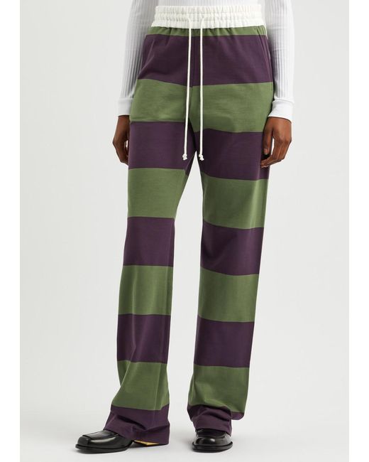 Dries Van Noten Gray Pichas Striped Cotton Sweatpants
