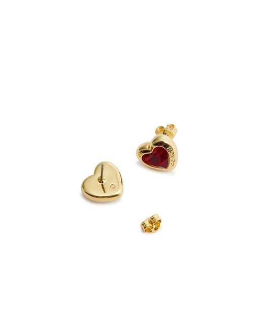 COACH Metallic Crystal-embellished Heart Stud Earrings
