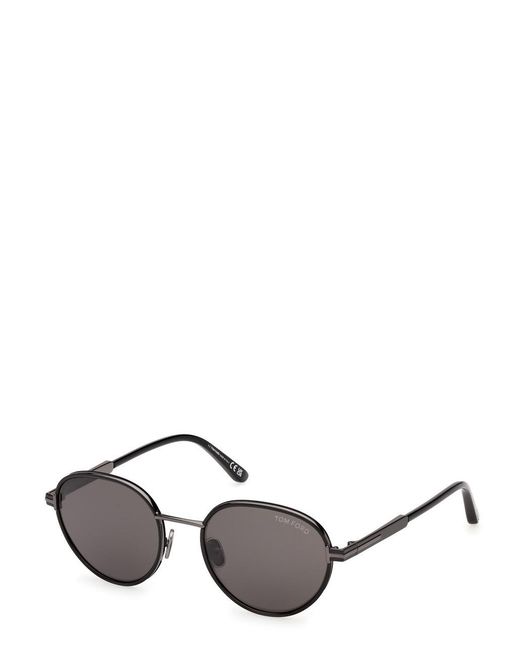 Tom Ford Black Round-Frame Sunglasses for men