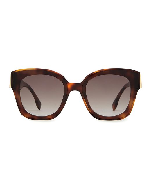 Fendi Brown Round Square-frame Sunglasses