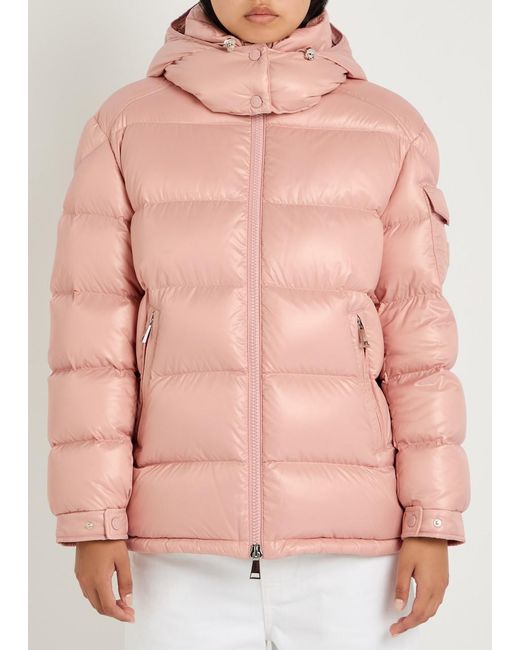 Moncler Pink Maire Padded Hooded Laqué Nylon Jacket