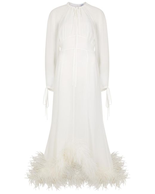 16Arlington Davies White Feather-trimmed Dress - Lyst