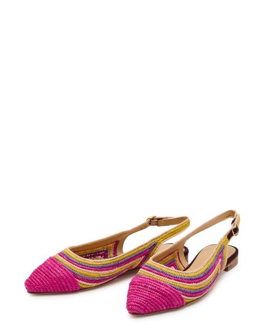 Gabriela Hearst Pink Strength Striped Raffia Slingback Flats
