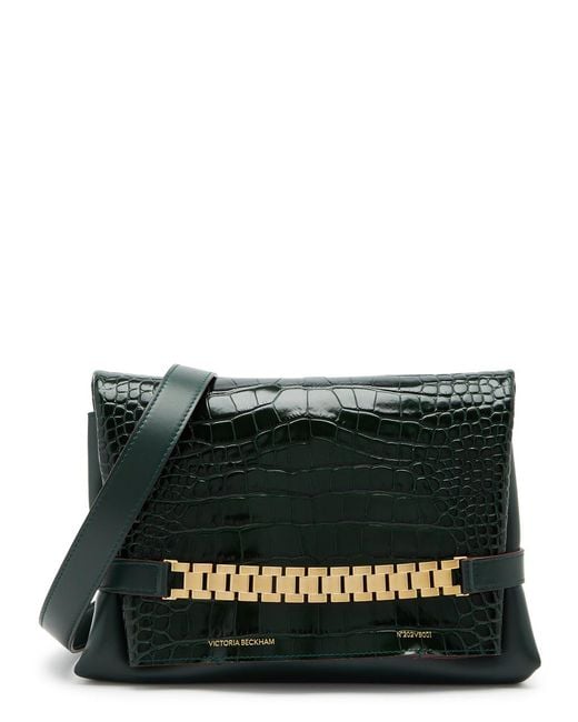 Victoria Beckham Black Panelled Chain Leather Clutch