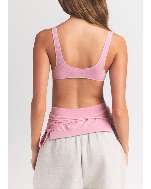 Skims Pink Ribbed Wool-Blend Bralette