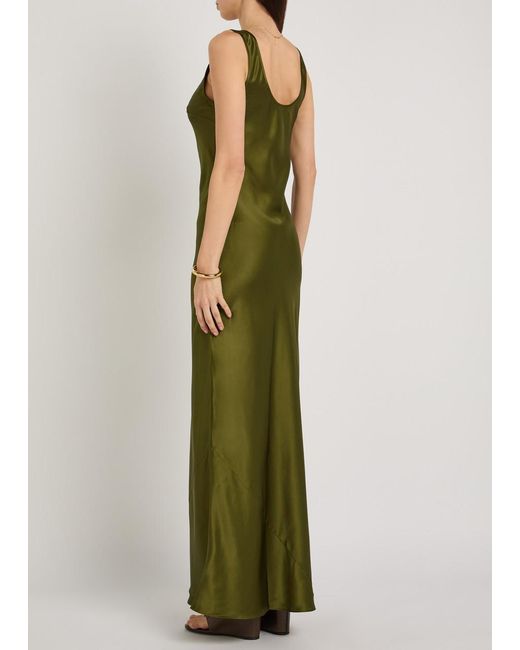 Reformation Green Pamela Silk Maxi Slip Dress