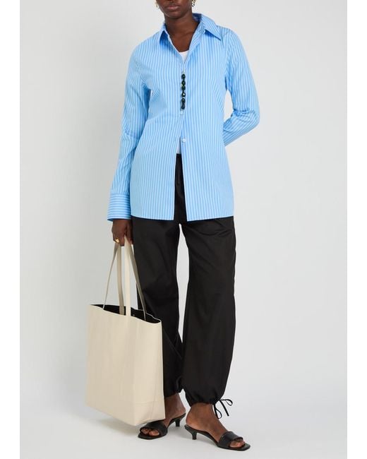 Totême Blue Striped Cotton-Poplin Shirt