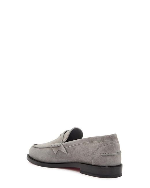 Christian Louboutin Gray The Plato Velour Loafers for men
