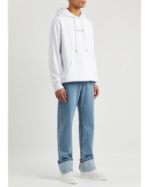 Lanvin White Logo-embroidered Hooded Cotton Sweatshirt for men