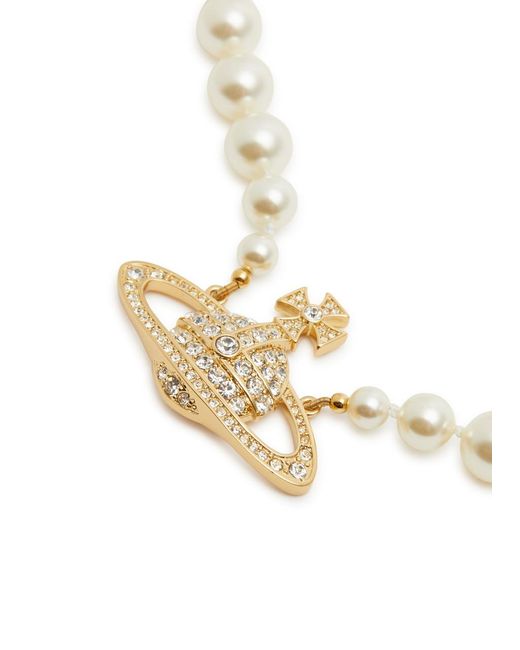 Vivienne Westwood White Bas Relief Orb Faux Pearl Choker