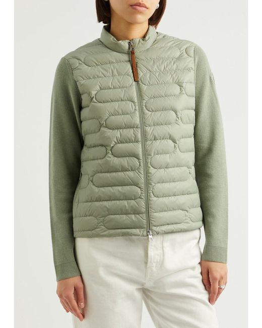 Moncler Green Quilted Shell And Cotton Jacket