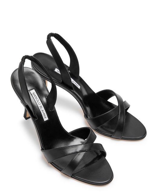 Manolo Blahnik Metallic Callasli 90 Leather Slingback Sandals