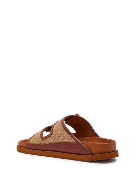 Birkenstock Brown Arizona Framed 1774 Raffia And Leather Sliders