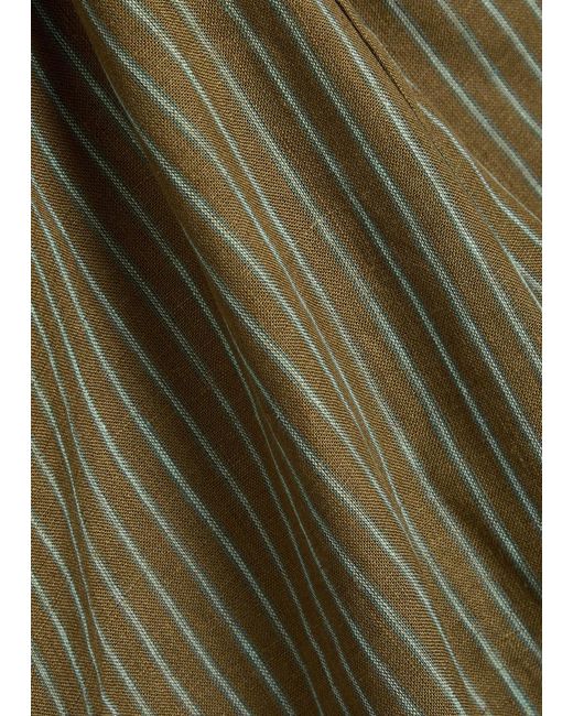 Staud Green Mateo Striped Linen Trousers
