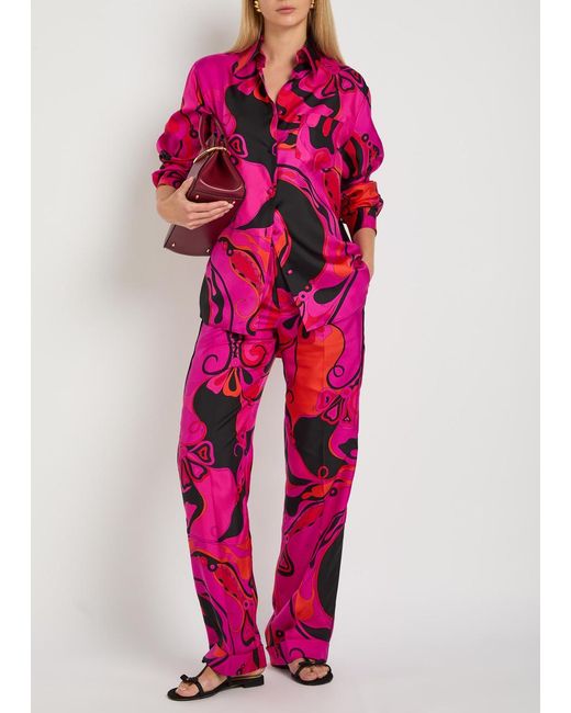 Emilio Pucci Pink Printed Silk Shirt