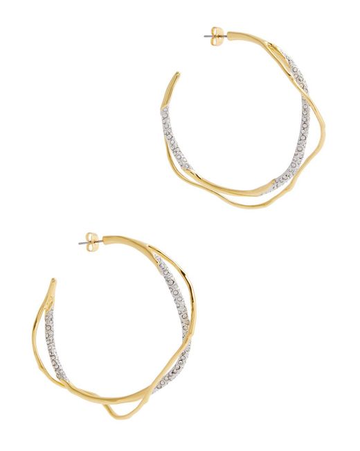 Alexis White Intertwined 14Kt-Plated Hoop Earrings