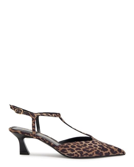 Stuart Weitzman Brown Vinnie 50 Leopard-Print Slingback Pumps