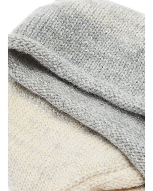 Inverni Gray Metallic-weave Wool-blend Beanie