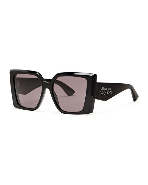 McQueen Black Oversized Square-Frame Sunglasses