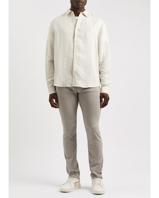 PAIGE White Peters Striped Linen-Blend Shirt for men