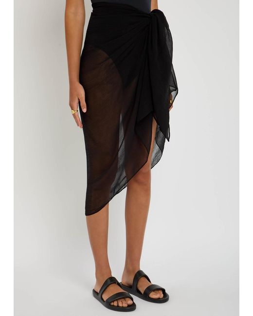 Away That Day Black Santorini Fine-Knit Sarong