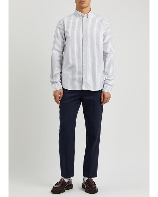Les Deux White Kristian Striped Stretch-cotton Oxford Shirt for men