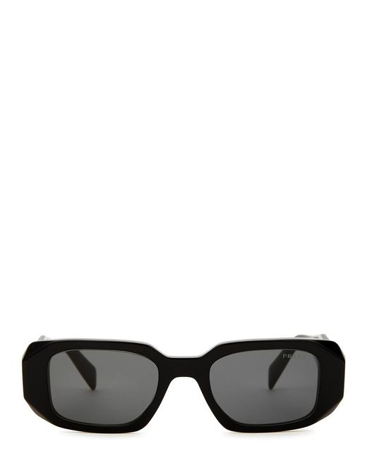 Prada Black Rectangle-frame Sunglasses , Designer-stamped Wide Arms, 100% Uv Protection for men