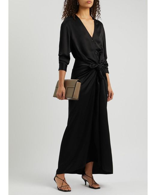 Totême  Black Knotted Satin Maxi Dress