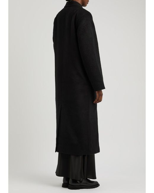 Almada Label Black Drew Double-Breasted Wool-Blend Coat