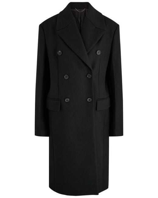 Totême  Black Double-Breasted Wool-Blend Long Coat