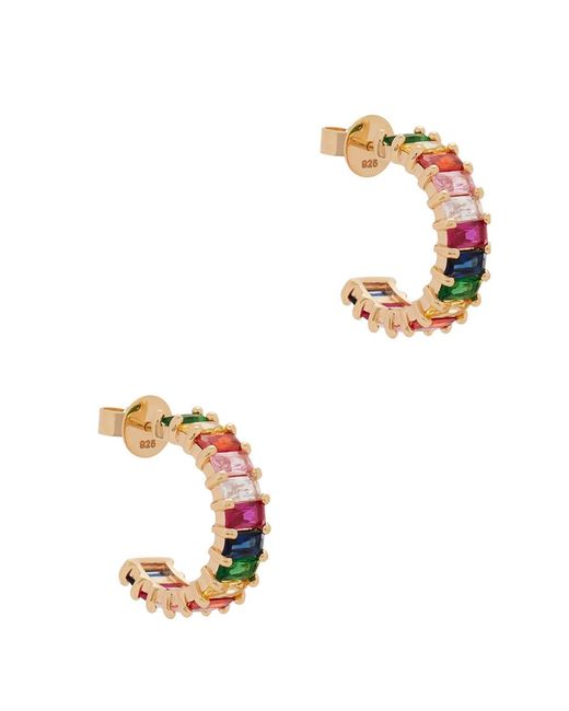 Rosie Fortescue Jewellery White 18Kt-Plated Hoop Earrings, Earrings, Emerald
