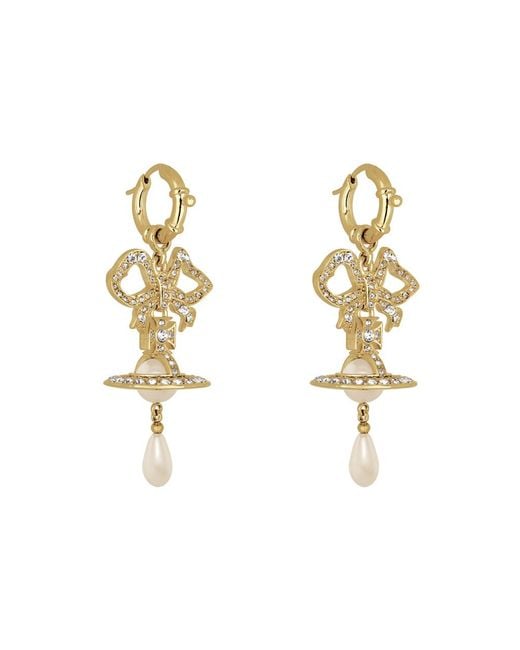 Vivienne Westwood White Rigoberta Crystal-Embellished Faux Pearl Drop Earrings