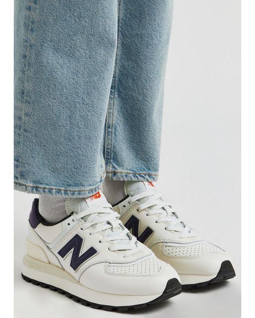 New Balance White 574 Leather Sneakers