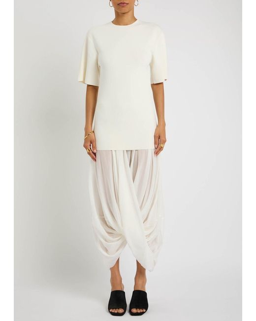 Totême  White Cocoon Draped Maxi Dress