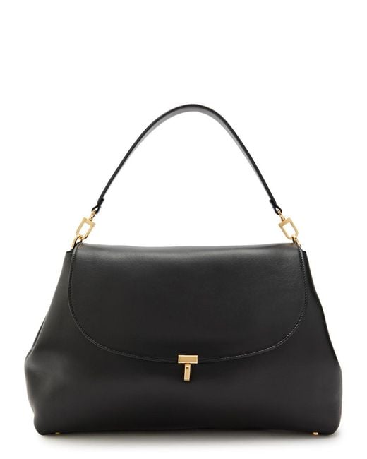 Totême Black T-Lock Leather Satchel