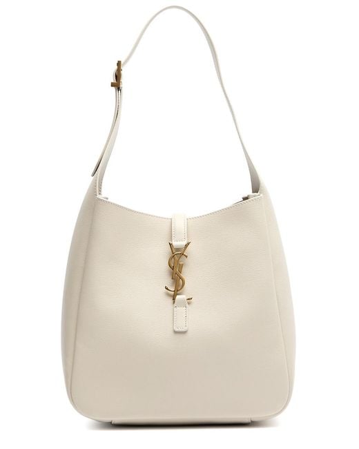 Saint Laurent White Le 5 À 7 Small Leather Hobo Bag